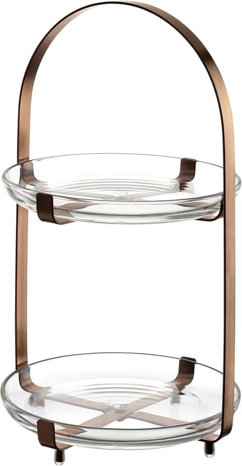LEONARDO HOME CUCINA Etagere • 1 Stück • Moderne Glasetagere • für Kuchen & Häppchen • elegante Etagere • für Brunch und Buffet • Zeitloses Design • für jede Gelegenheit • Höhe 32 cm • kupfer • 025366