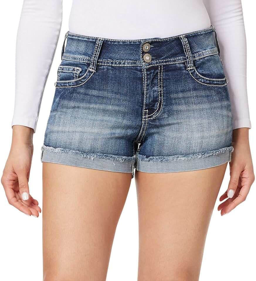 WallFlower Women's Luscious Curvy Denim Shorts - Short, Midi & Bermuda