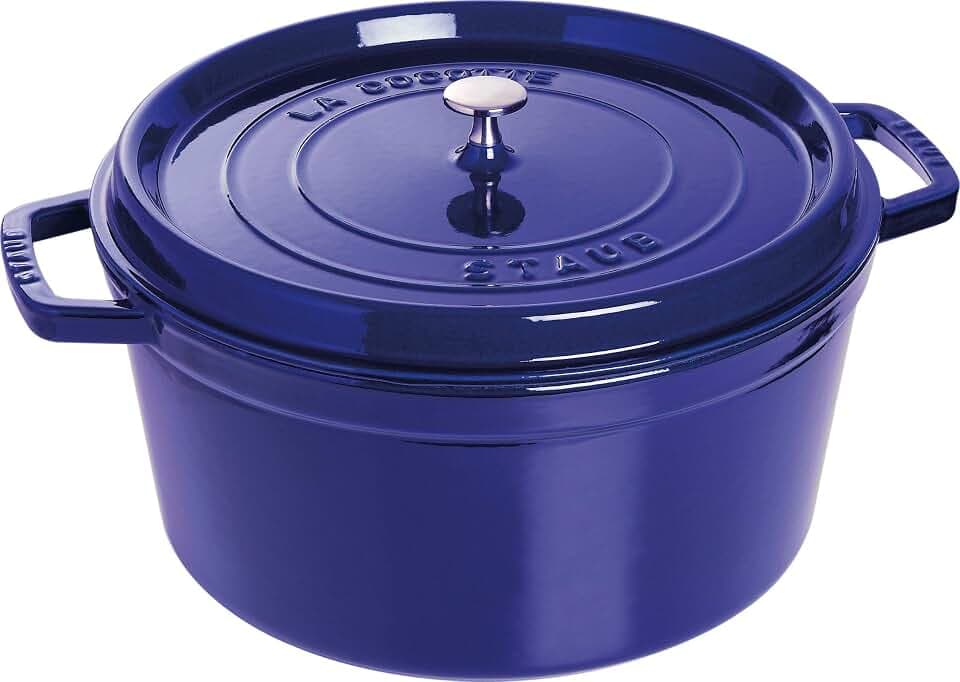 STAUB Gusseisen Bräter/Cocotte, Rund 30 cm, 8,35 L, Dunkelblau, Dunkel-Blau