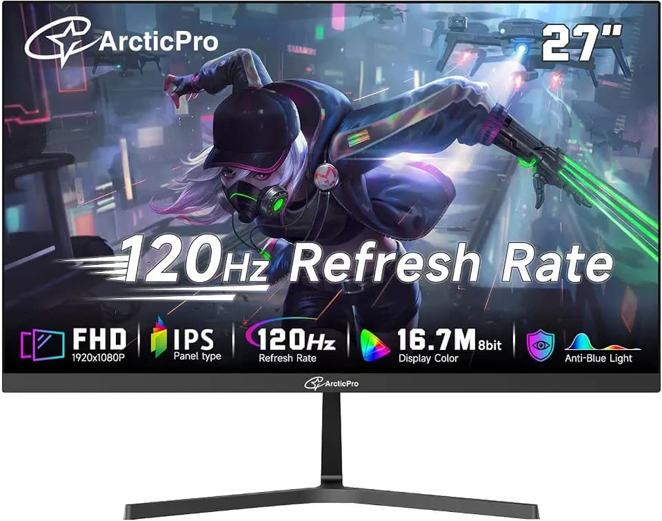 ArcticPro 27 Inch Monitor 120Hz, FHD 1080p Computer Monitor, IPS, 1ms MRTP