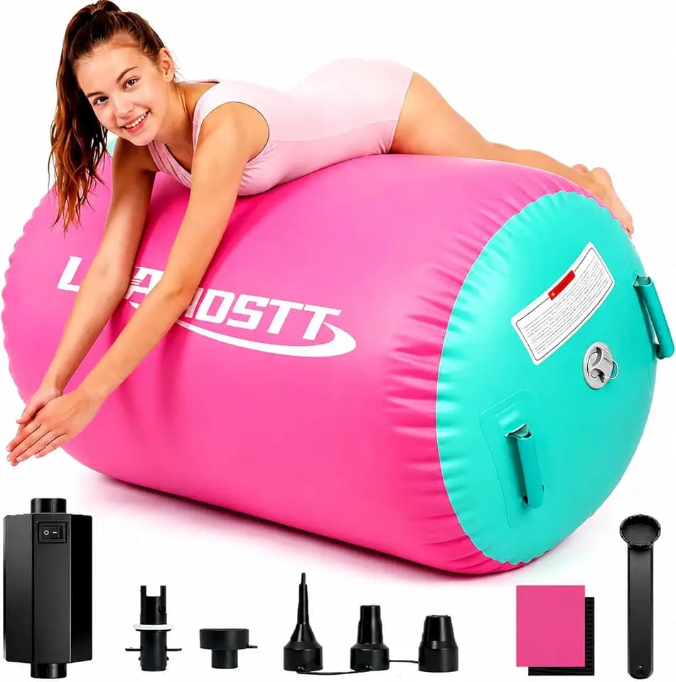 Gymnastics Air Barrel with Pump, Inflatable Back Handspring Trainer