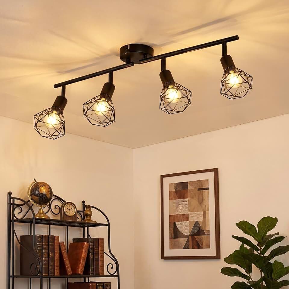 Leselux Deckenstrahler 4 Flammig E14, Deckenlampe Spot Schwenkbar Schwarz