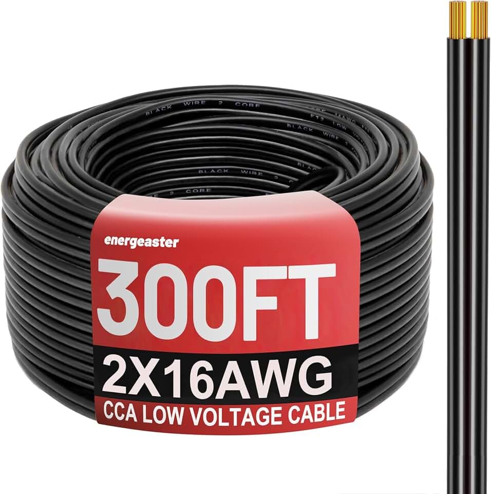 Energeaster 300FT 16 Gauge 16/2 Low Voltage Landscape Wire Black