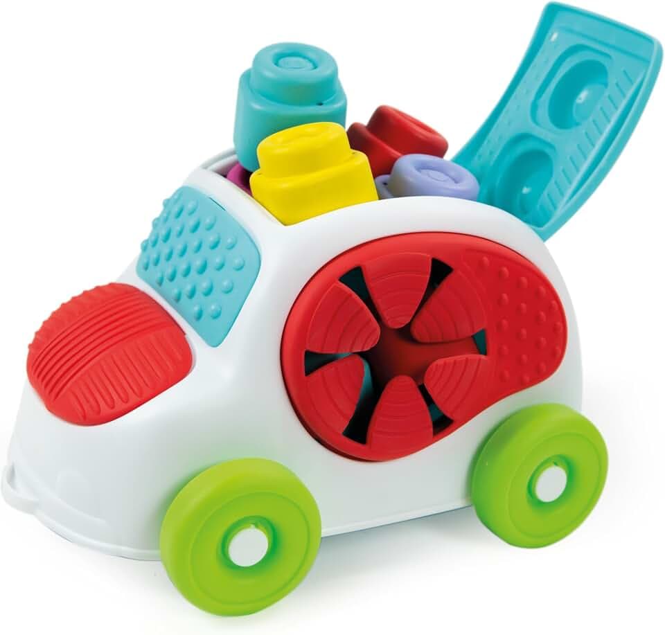 Clementoni Soft Clemmy Sensorisches Auto - mit 8 weichen Bausteinen & Figur | Sensorik-Spielzeug für Babys & Kleinkinder ab 6 Monaten - waschbar & sicher - Geschenkidee zum 1. Geburtstag - 17315
