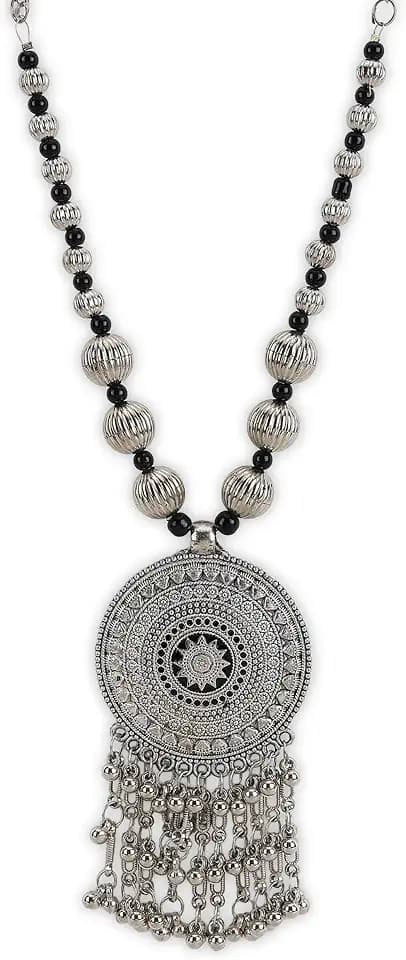 oxidized silver statement necklace-blending modern grace with ethnic heritage.
