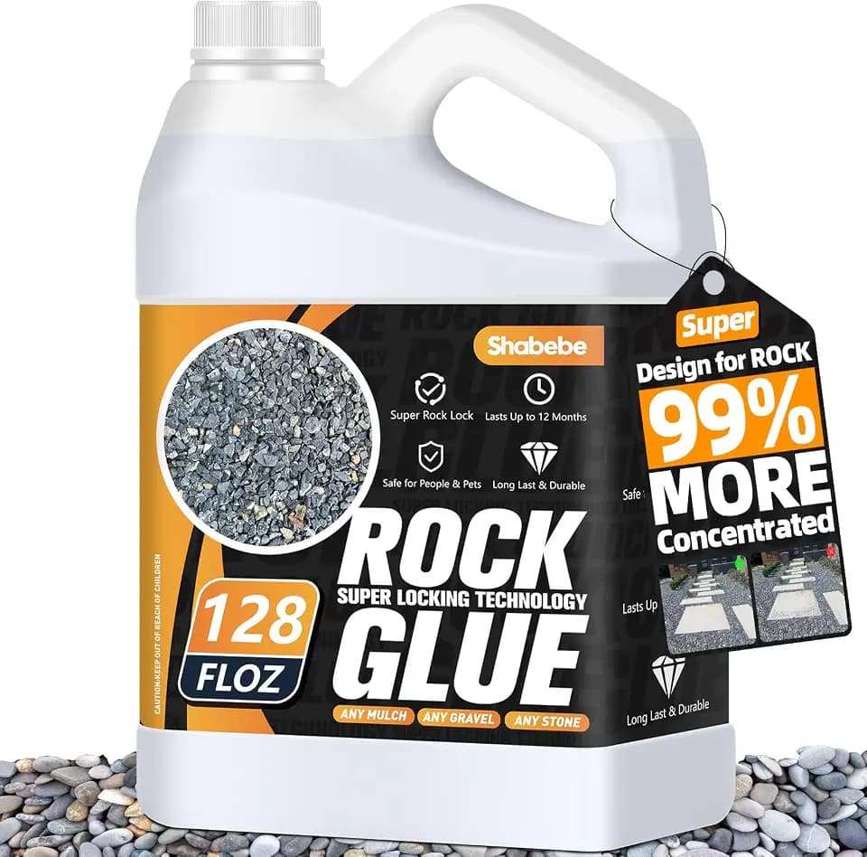 Rock Glue, 1 Gallon 99% Stronger Bond & 3X Coverage vs Regular Formulas, Mulch Binder for Landscaping, Stronger Hold for Mulch, Pine Straw, Pea Gravel Stabilizer–Non-Toxic Landscaping Binder