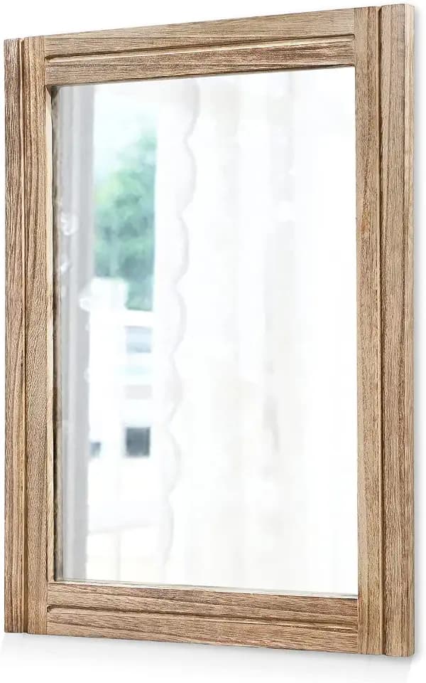 AAZZKANG Rustic Mirror for Wall with Rectangle Wood Framed Decorative Hanging Mirrorrs Large 26"x18"for Bedroom Bathroom Living Room Dressing Room