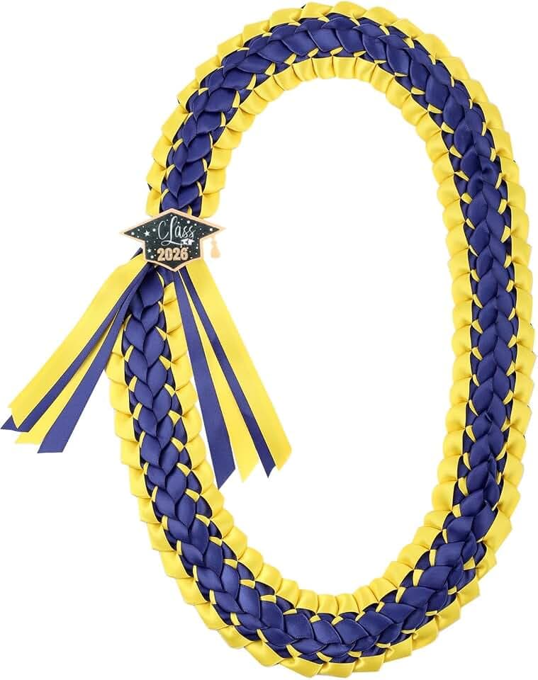 TFTAFAN Graduation Lei Class of 2026 Graduation Ribbon Leis Graduation Necklace Braided Necklaces Graduation Leis gift Party Accessories for Women and Men