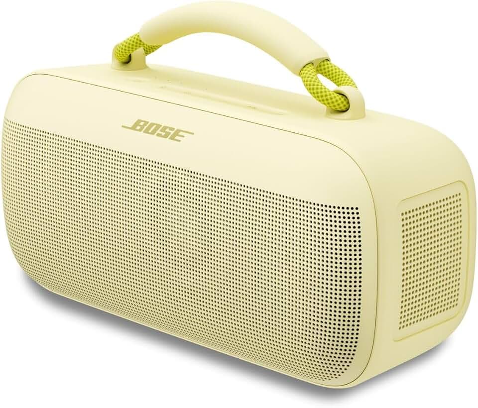 Bose Tragbarer SoundLink Max Lautsprecher, große tragbare Bluetooth Boombox mit Akku, wasserdichte Lautsprecher Boxen, bis zu 20h Akkulaufzeit, USB-C, integrierter 3,5 mm AUX-Eingang, Zitrusgelb
