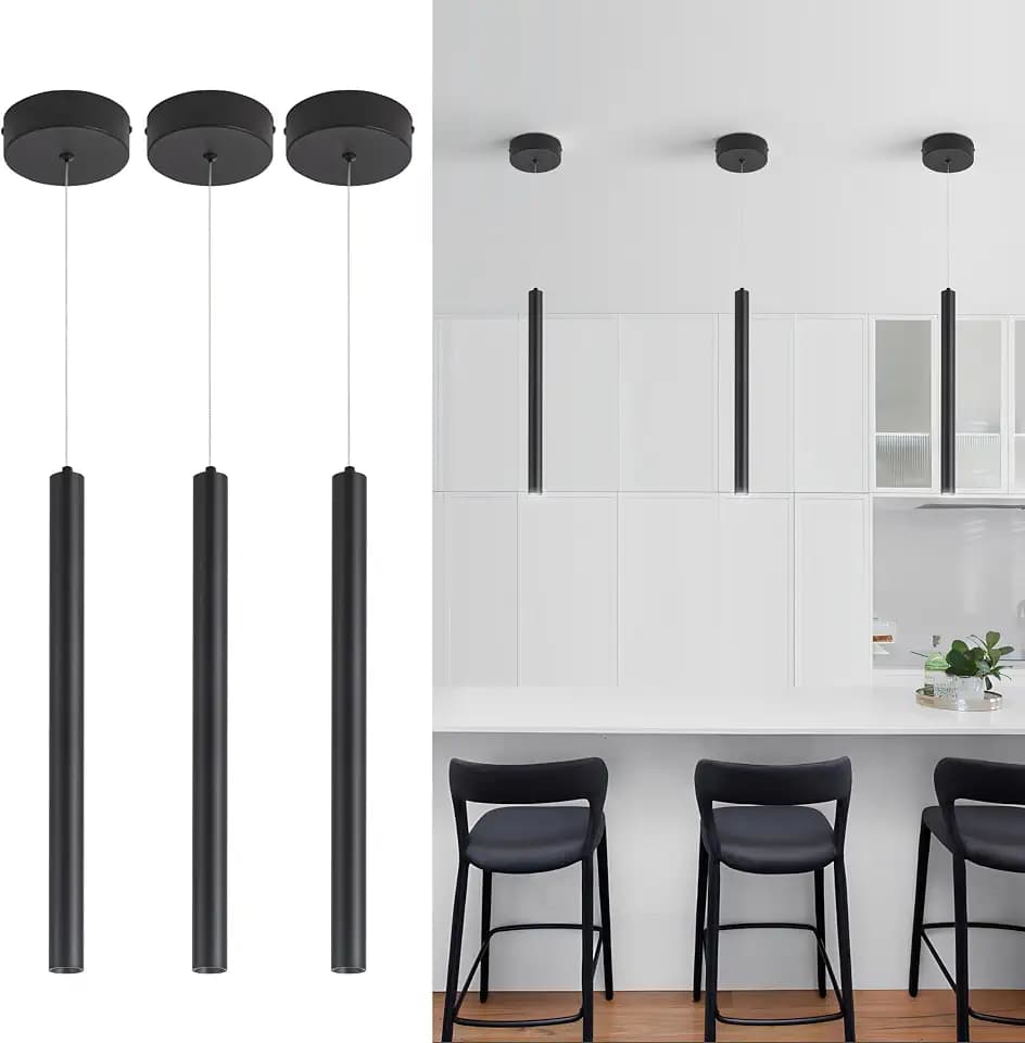 3 Light Black Mini Pendant Lighting Modern Pendant Light,17.72in