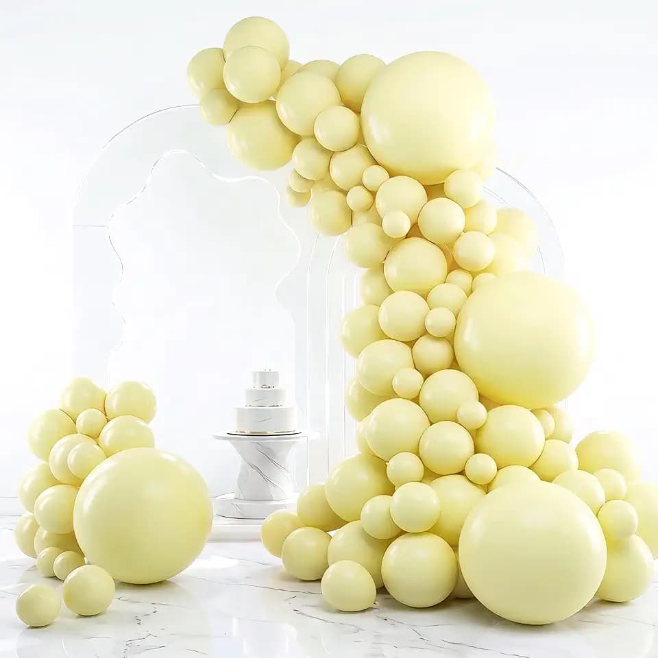 RUBFAC Pastel Yellow Balloons Different Sizes Light Yellow Balloon 129pcs