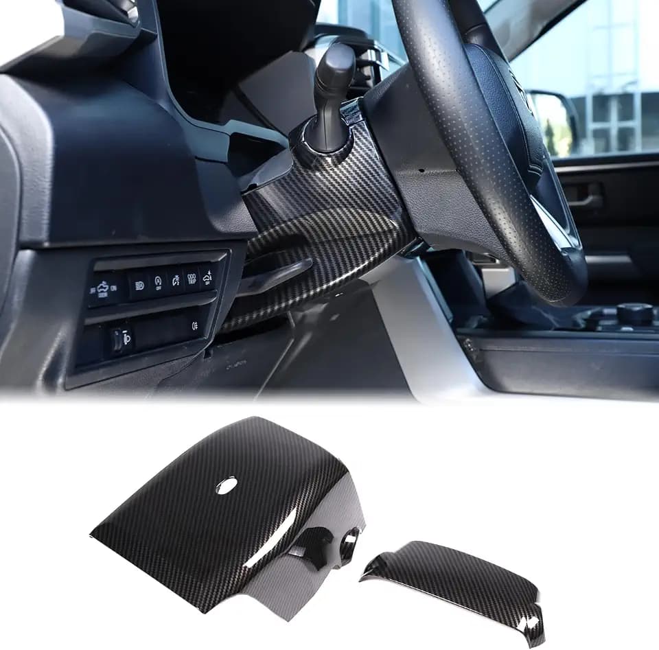 Car Steering Wheel Column Shroud Trim Cover Fit Toyot@a Tundra 2022 2023 2024 Center Console Steering Wheel Base Upper Lower Panel Decorative Cover Protect Sticker Interior Accessories(Manual Version)