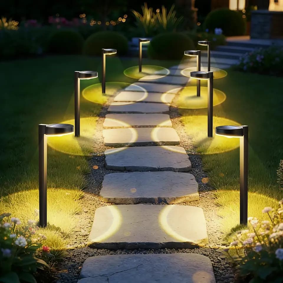 APONUO 12 Pack Solar Pathway Lights Outdoor, 3 Color Temperatures Selectable CCT, Focused Ground Spot Lens, Brighter Up to 12 Hrs IP65 Waterproof Path Lights for Walkway Driveway Yard Garden, Black