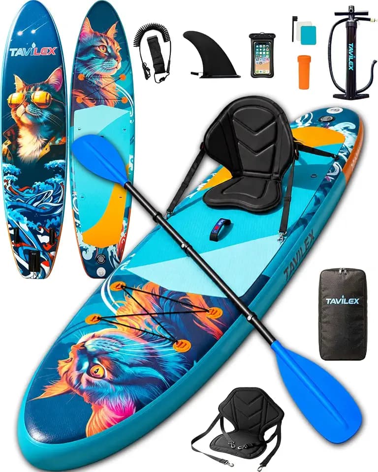 Inflatable Stand Up Paddle Board with Seat, 11' x 33" x 6" Ultra-Wide 2-in-1 SUP Board for Adults & Youth of All Skill Levels, Stable Blow Up Paddleboard Kit with Dual-Blade Paddle