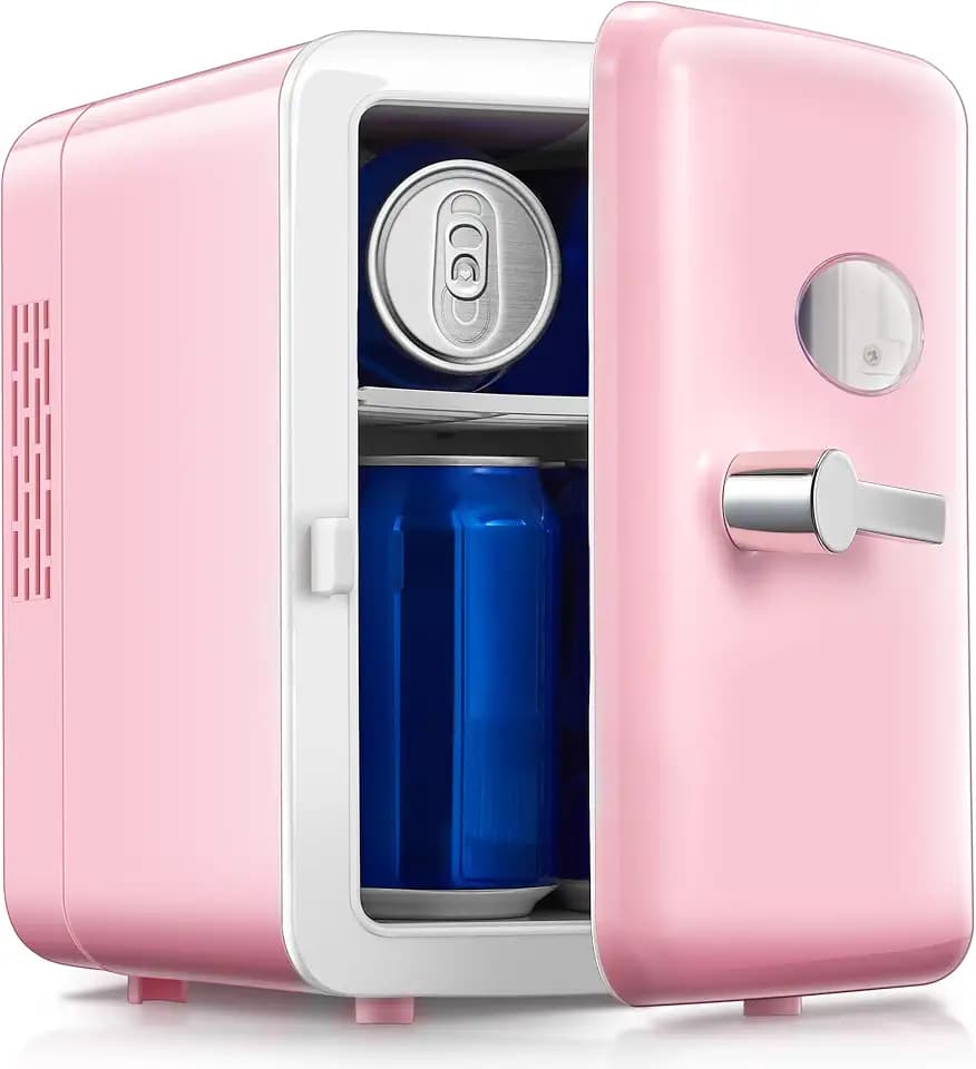 Reemix Mini Fridge, 4L/6 Cans Retro Portable Cooler