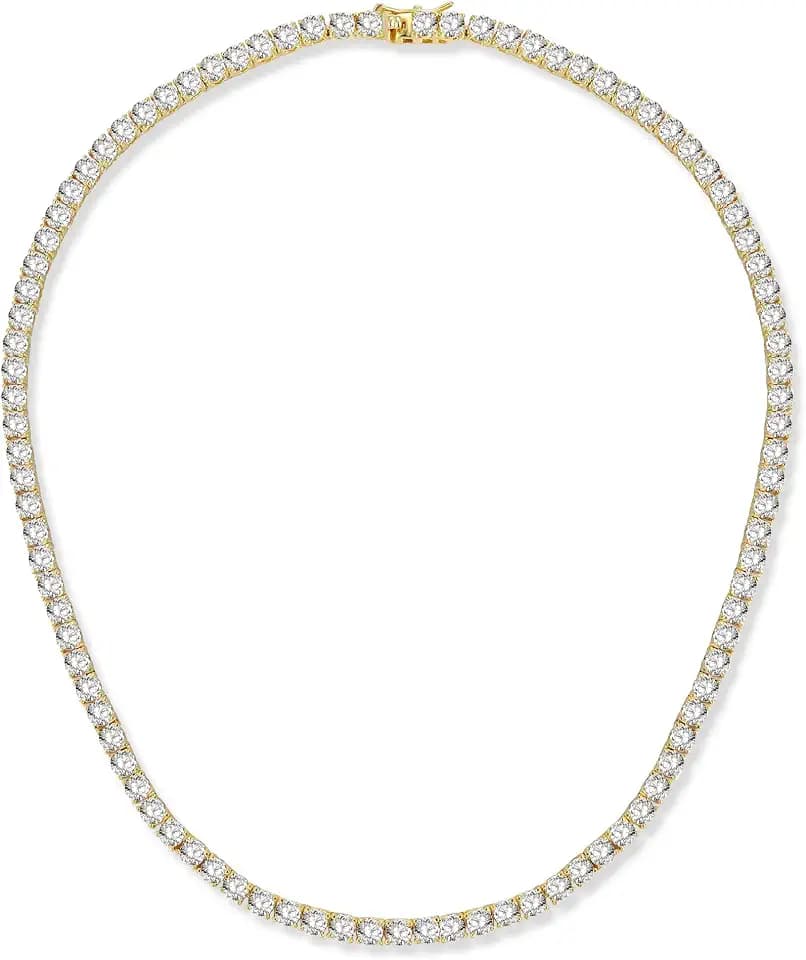 Gemsme 4.0mm Cubic Zirconia Tennis Necklaces for Women and Men |16-24 Inch
