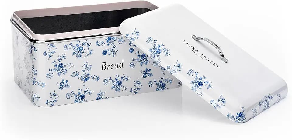 Laura Ashley China Rose Large Bread Box for Kitchen Countertop - Breadbox