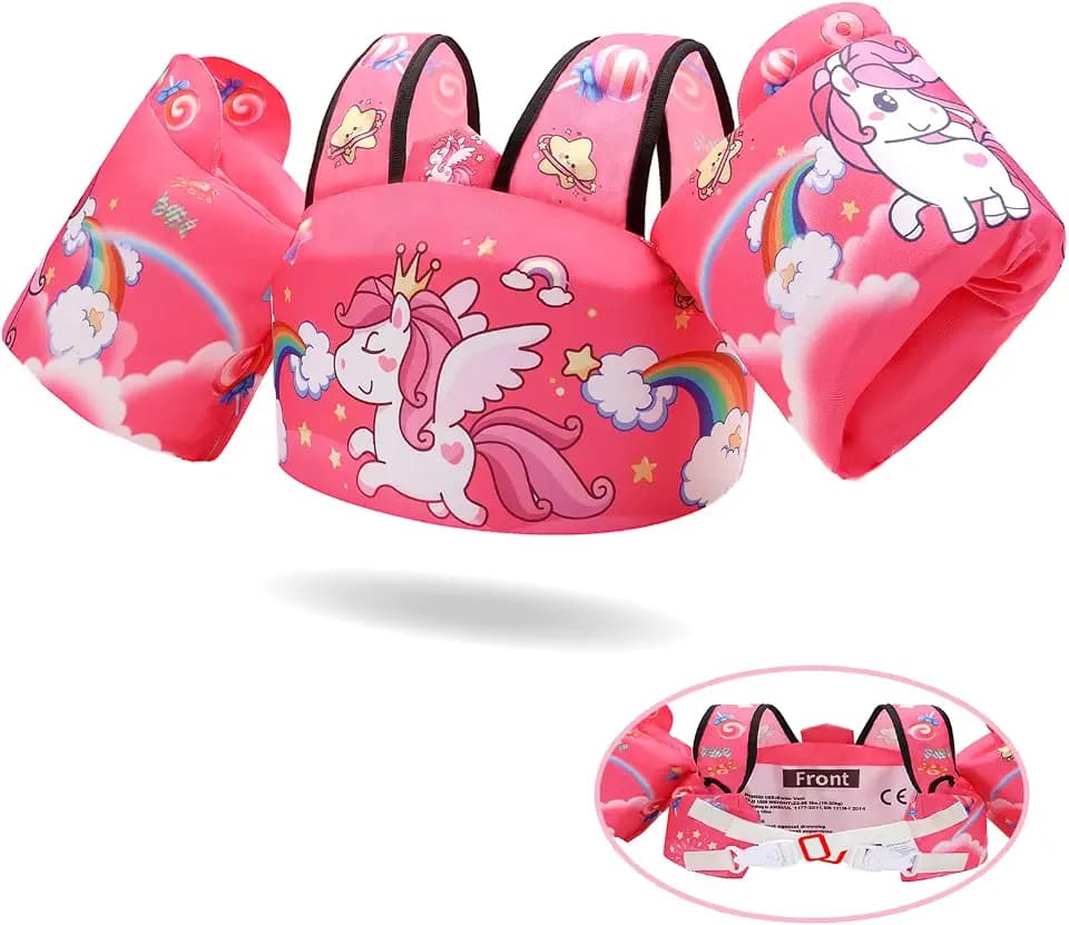 Toddler Swim Vest for 22-66 lbs,Kids Pool Float Jacket with Water Wings & Arm Floaties for 2-6 Years Old Boys Girls,Swim Training Aid for Beach Boats