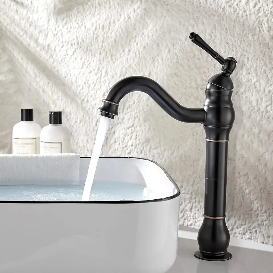 Namuoto Wasserhahn Bad Schwarz Waschtischarmatur Hoch Mischbatterie Messing