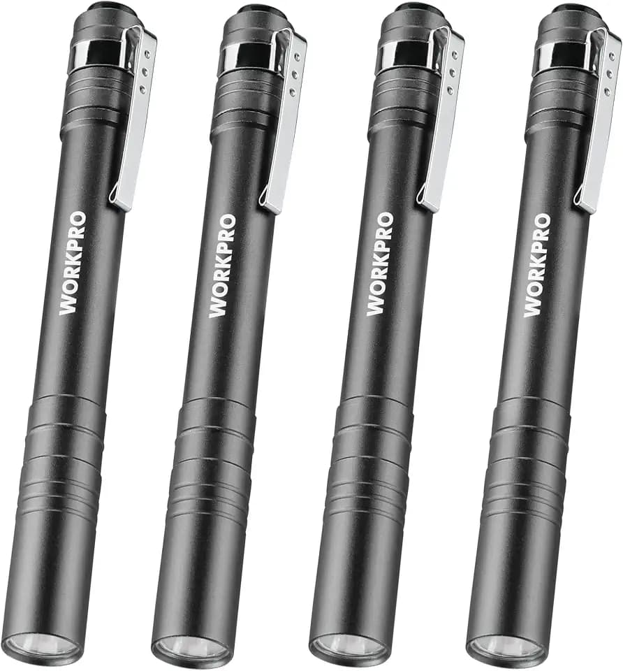 WORKPRO LED Pen Light, Aluminum Pen Flashlight, Pocket Flashlight with Clip