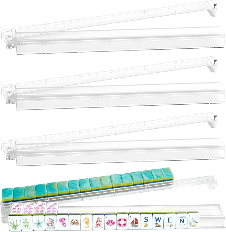 Clear Mahjong Racks with Pushers, 17.5" Mahjong Pushers and Racks