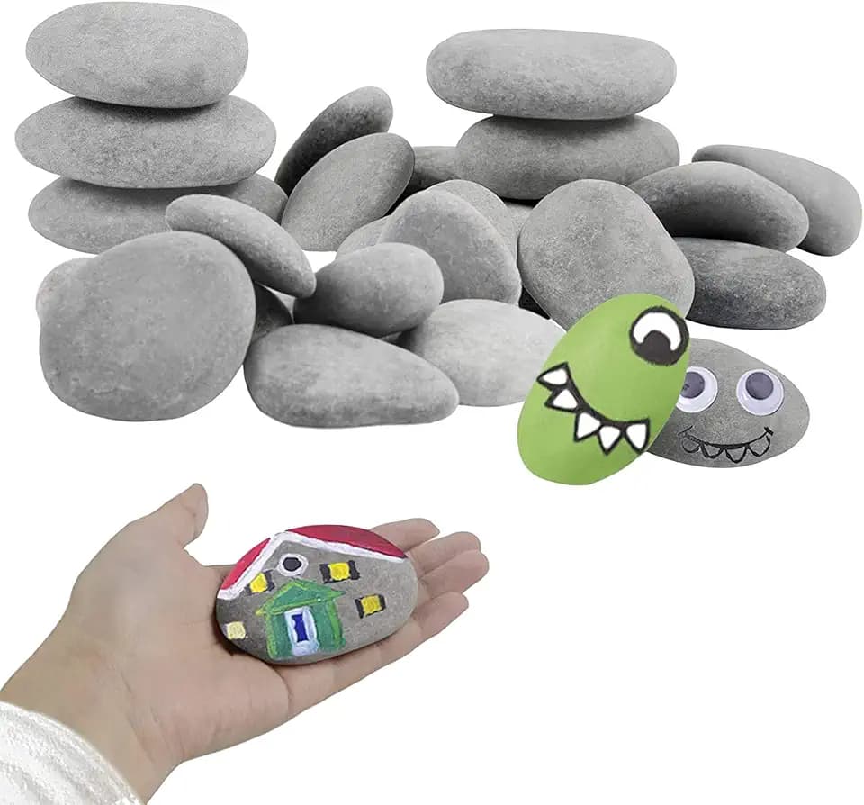 Simetufy 30 River Rocks for Painting 1.2-3.5 inch, Natural Stones, Smooth
