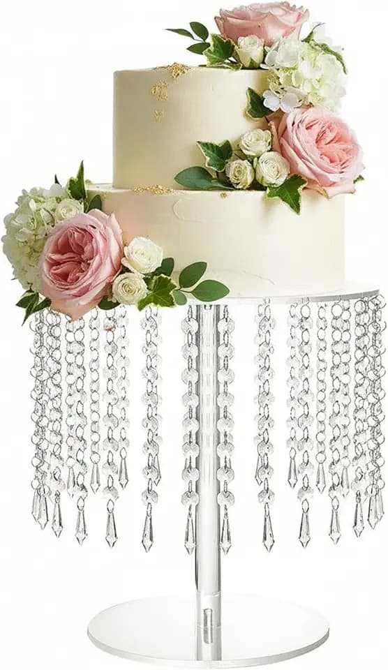 LoveCat Round Acrylic Cake Stand - Clear Cupcake Stand with Bling Pendants