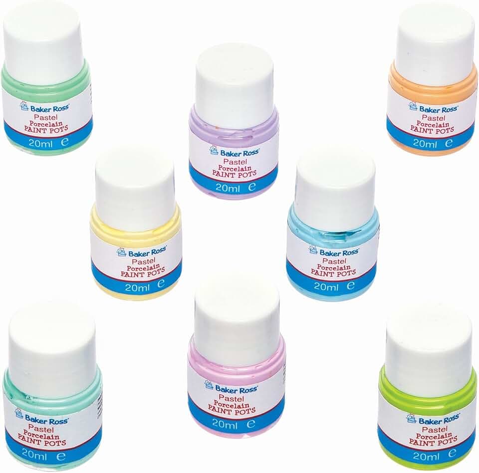 Baker Ross Porzellan Mahltöpfe in Pastell Farben - 8er Pack, Farbe für Kinder (FC346)