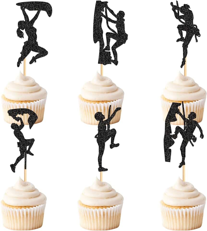 Blumomon 24 Stück Kletter-Cupcake Topper Geburtstag Kuchendekoration Supplies für Männer Jungen Mädchen