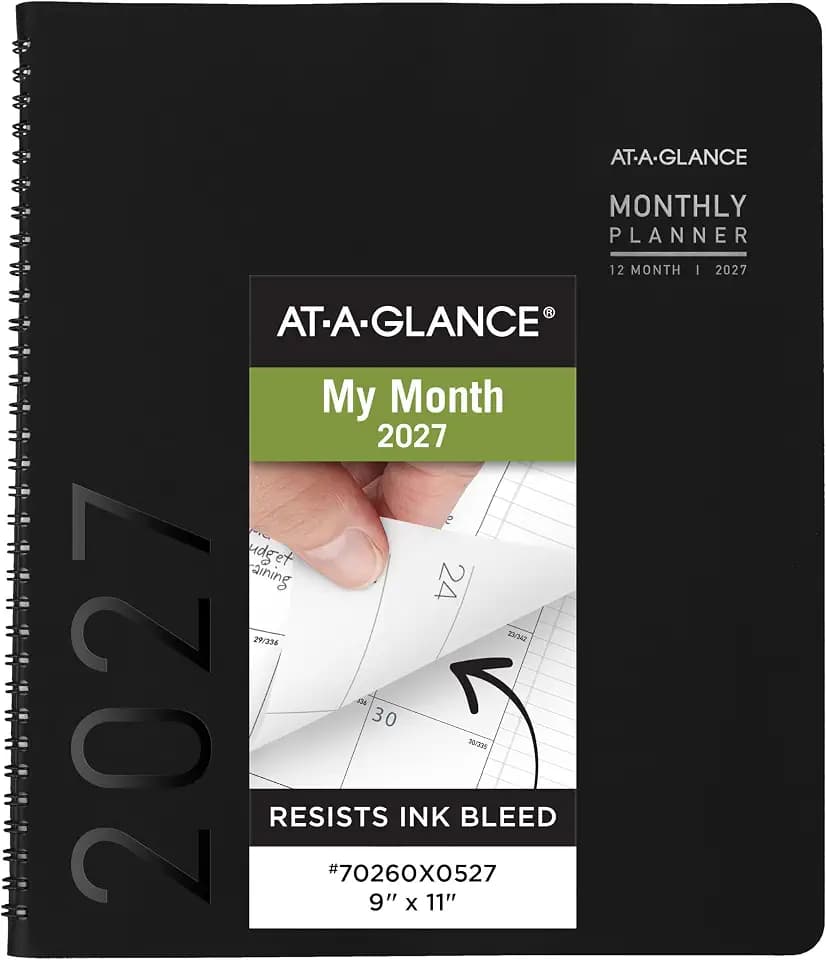 AT-A-GLANCE 2027 Planner, Monthly, 9" x 11", Contemporary, Black (70260X0527)