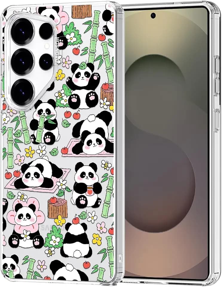 MOSNOVO for Samsung Galaxy S25 Ultra Case, Shockproof Military-Grade Protection 6.6ft Drop Tested, Clear Phone Case for Galaxy S25 Ultra, Kawaii Panda Garden Design