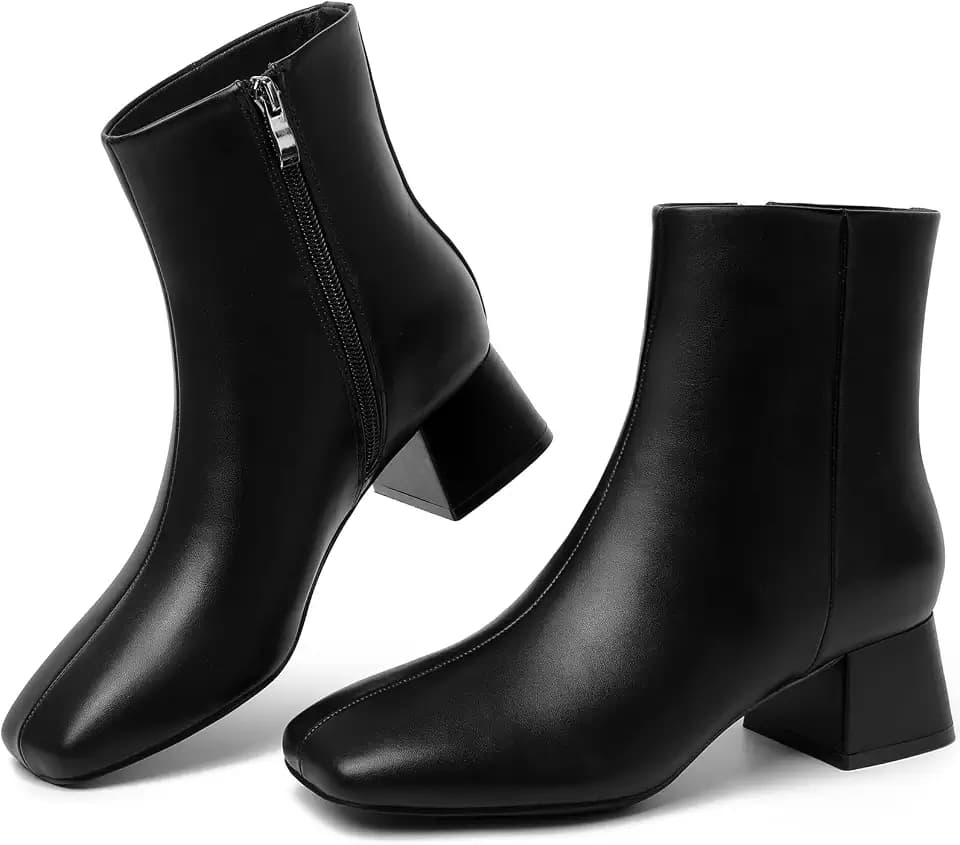Susanny High Heel Boots for Women,Womens Platform Boot Heels Sexy Round Toe Lace UP High Heels Mid Calf Boots