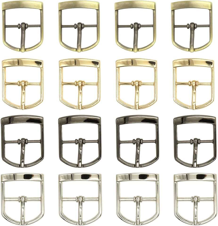 16 Pieces Metal Belts Buckles Pin Buckle Single Prong Buckle for Leather Hardware (2.5cm)