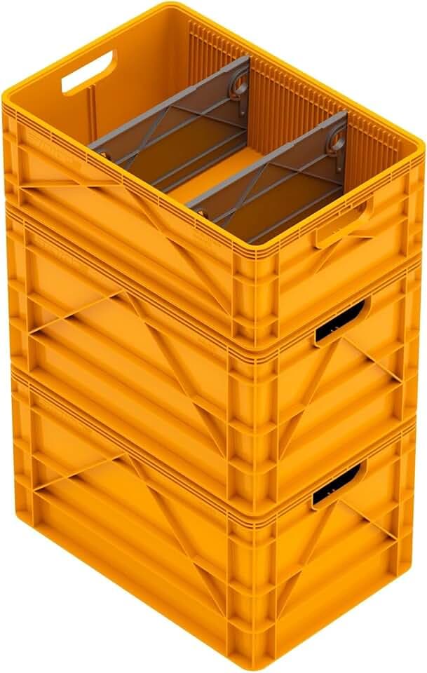 SIDIO Basic Pack, Heavy Duty Stackable Storage Bins with Dividers, Sol