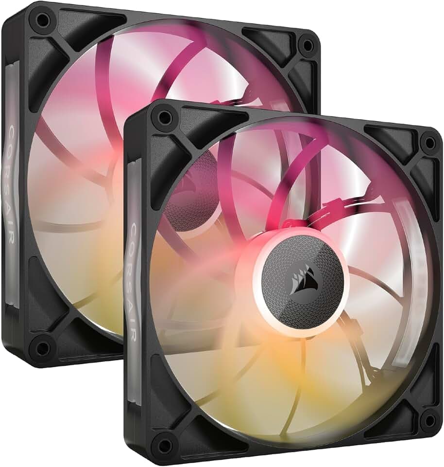 CORSAIR iCUE LINK RX140 MAX RGB 140mm PWM Dicker Lüfters mit iCUE LINK System Hub – Hochstatischer Druck – Magnetisches Kuppellager – Doppelpack – Schwarz