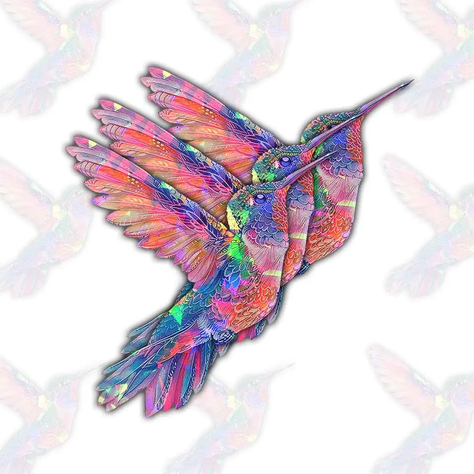 (3Pcs) Beautiful Vibrant Colorful Hummingbird Art Sticker, Hummingbird Decal, Hummingbird Car Accessories, Bird Vinyl Decals - Stickers for Laptop Water Bottle Phone Car Window Helmet 3" (Hologram 3")
