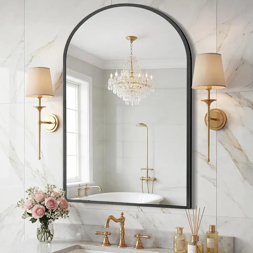 Sweetcrispy 26"x38" Arched Bathroom Mirror, Bathroom Mirrors for Over Sink