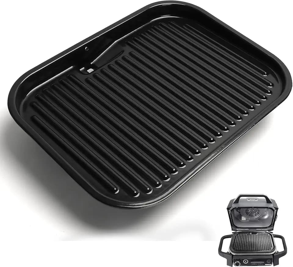 Cast Iron Griddle for Ninja Woodfire OG700 OG321 Series Grills, Grill Griddle Pan for Ninja XSKGRDPLT Woodfire Outdoor Grill Flat Top Griddle Plate Accessories, Polished Porcelain Coated