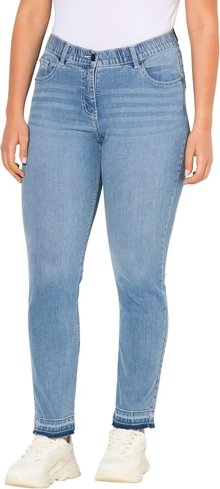 Ulla Popken Damen Jeans Jeans Sammy, mit Offenem Saum