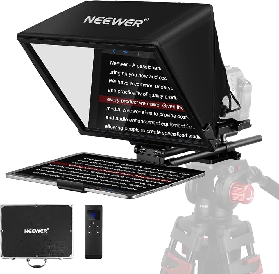 NEEWER Teleprompter C12 Modulares Design mit 15 mm LWS Rod Clamp, RT113 Fernbedienung, App-Steuerung, 30,5 cm (12 Zoll) Splitter, Snap in 501PL QR Platte, kompatibel mit LWS Base Camera Cage Shoulder