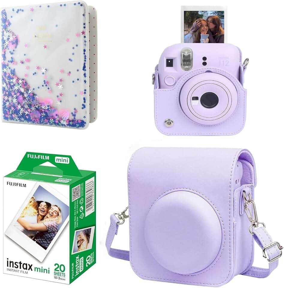 Fuji InstaxMini Starter Kit inkl. Sofortbildfilm 12 Fotos, PU Leder Schutzhülle und 64 Taschen