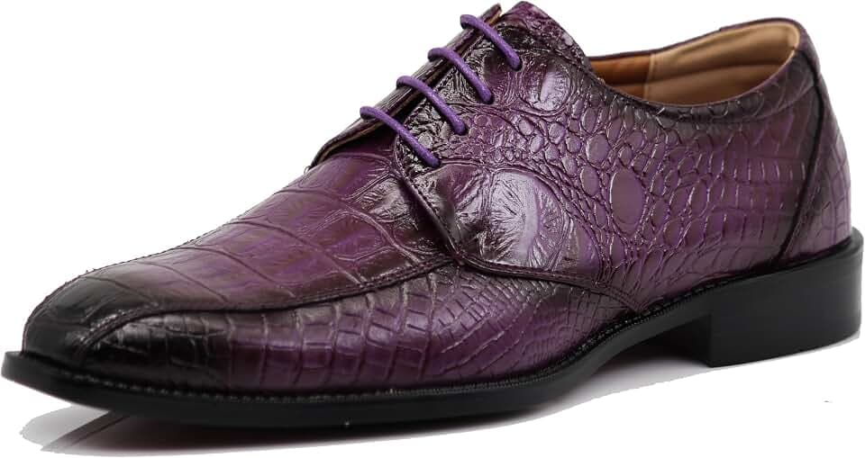 Gator3N Men's Alligator Crocodile Print Oxfords Fashion Lace Up Dress Shoes