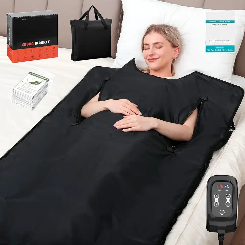 Sauna Blanket for Home: Extra Large Portable Sauna Blanket with Full Body Detox Wrap & Deep Heat Relaxation - Adjustable 86-176°F 20-60 Min Timer 74.8 x 35.5Inch