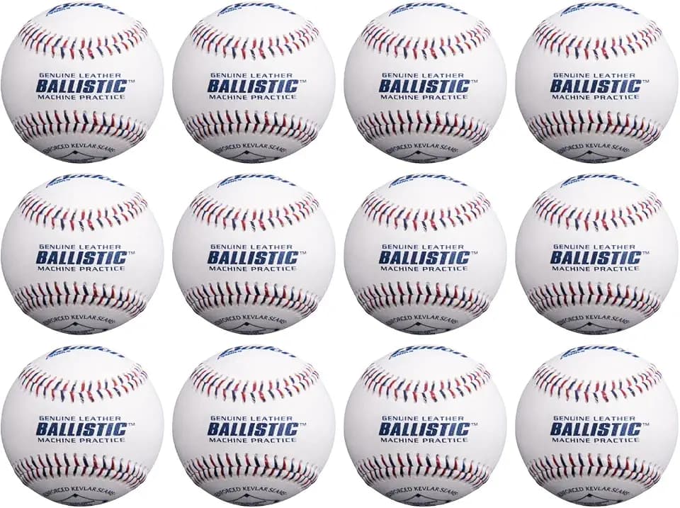 Baden Ballistic Leather Pitching Machine Baseballs | Durable Leather Construction for Consistent Performance, 12-Pack