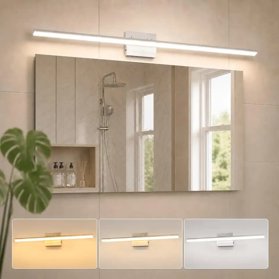 L LOHAS LED Bathroom Vanity Light Bar Over Mirror Nickel 48 Inch 3CCT