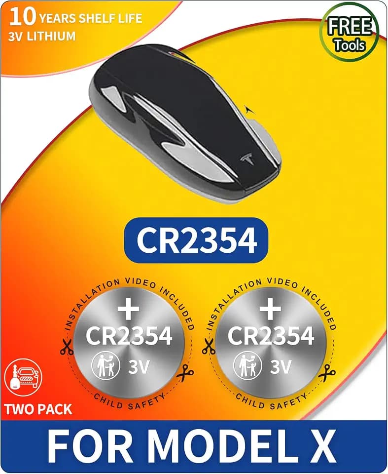 Key Fob Battery Replacement for Tesla Model X & X Plaid (Pack of 2)