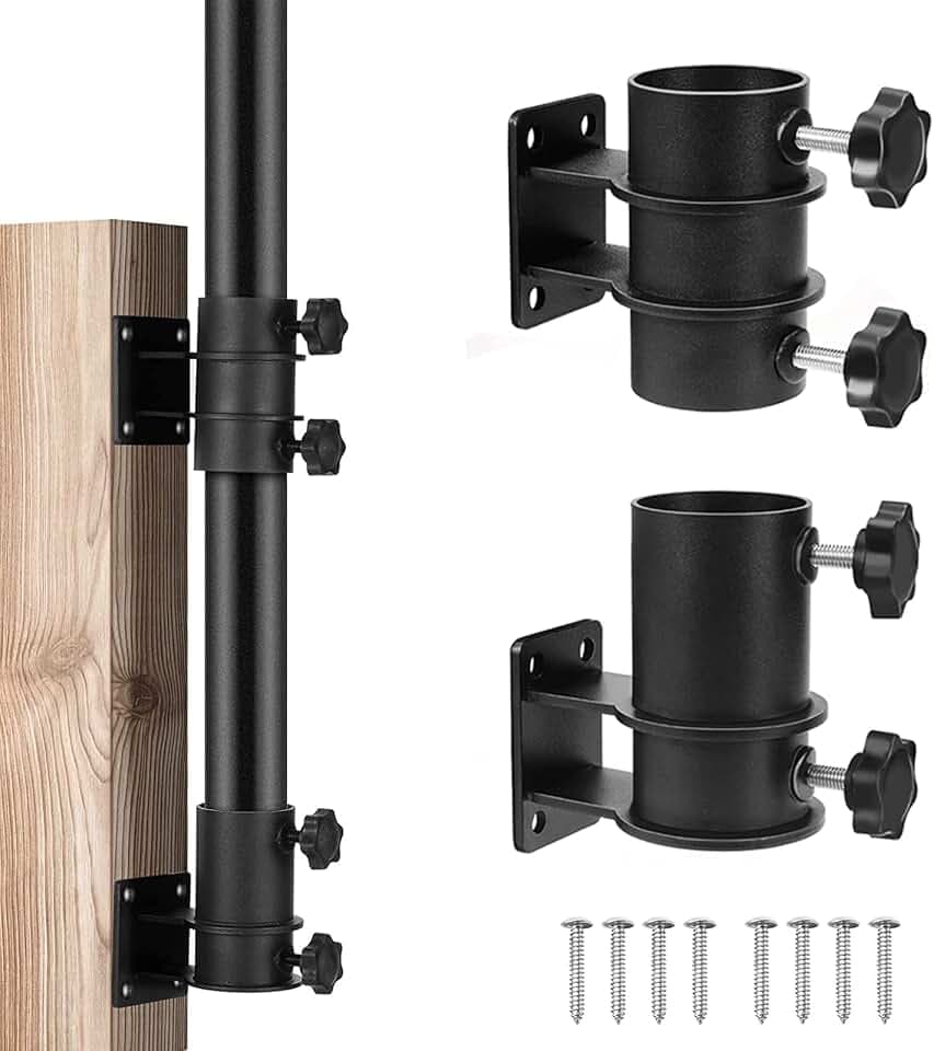 MENAYODA Terrassenschirmhalter, Outdoor-Deck-Schirmhalterung, Verstellbare Schirmhalterung Wird am Geländer Befestigt für Zäune, Balkon oder Innenhof, Flache Halterung (Flat Mount)