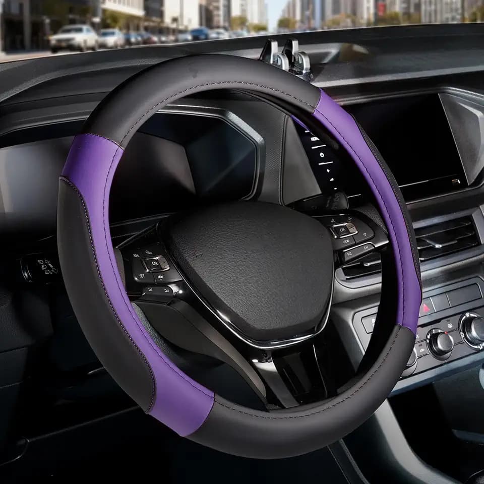 FLORICH Car Steering Wheel Cover, Microfiber Leather Steering Wheel Covers with Anti-Slip Lining, Breathable Elastic Car Steering Wheel Protector, Universal Standard Size 14-15 inch