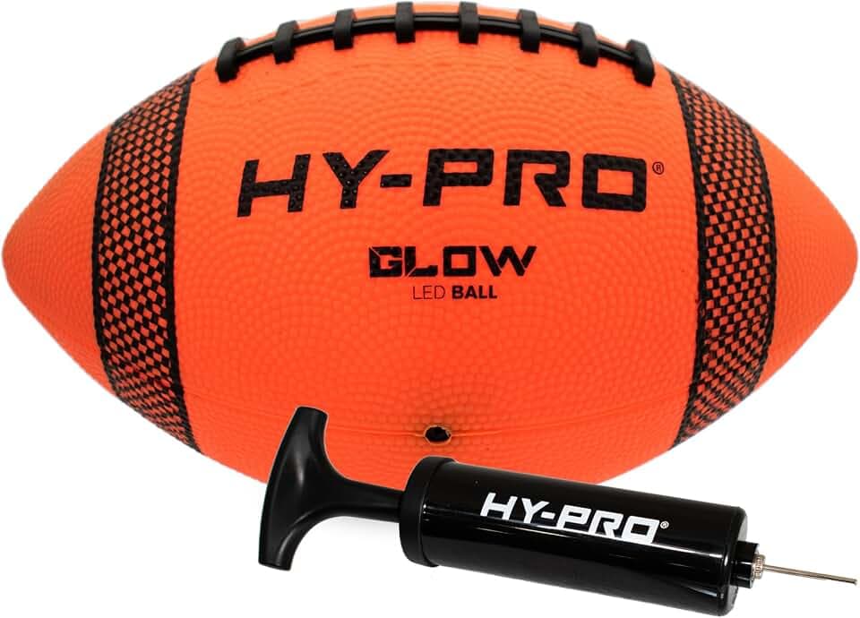 Hy-Pro LED American Football Ball mit Pumpe – Größe 6 Leucht-Sportball für Nachtspiel – American-Football-Socken, Geschenke & TrainingsausrüStung für Junioren und Erwachsene