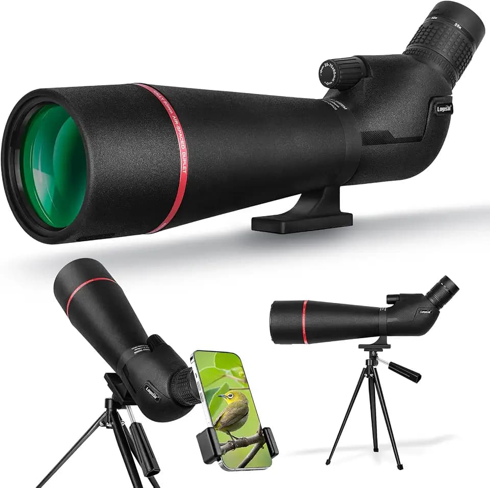 25–75x80 HD Spotting Scope for Bird Watching & Target Shooting, BAK4 Prism Angled Spotter Scope with Tripod & iPhone Adapter, Waterproof Fogproof Birding Scope for Hunting & Wildlife Viewing